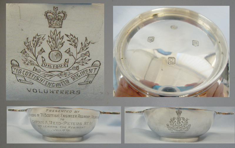  A 1975 Silver Regimental Scottish Drinking Cup To Scottish Volunteer Engineer Regiment. Sn:11355. A 1975 Silver Regimental Scottish Drinking Cup To Scottish Volunteer Engineer Regiment. Sn:11355. Other Accessory