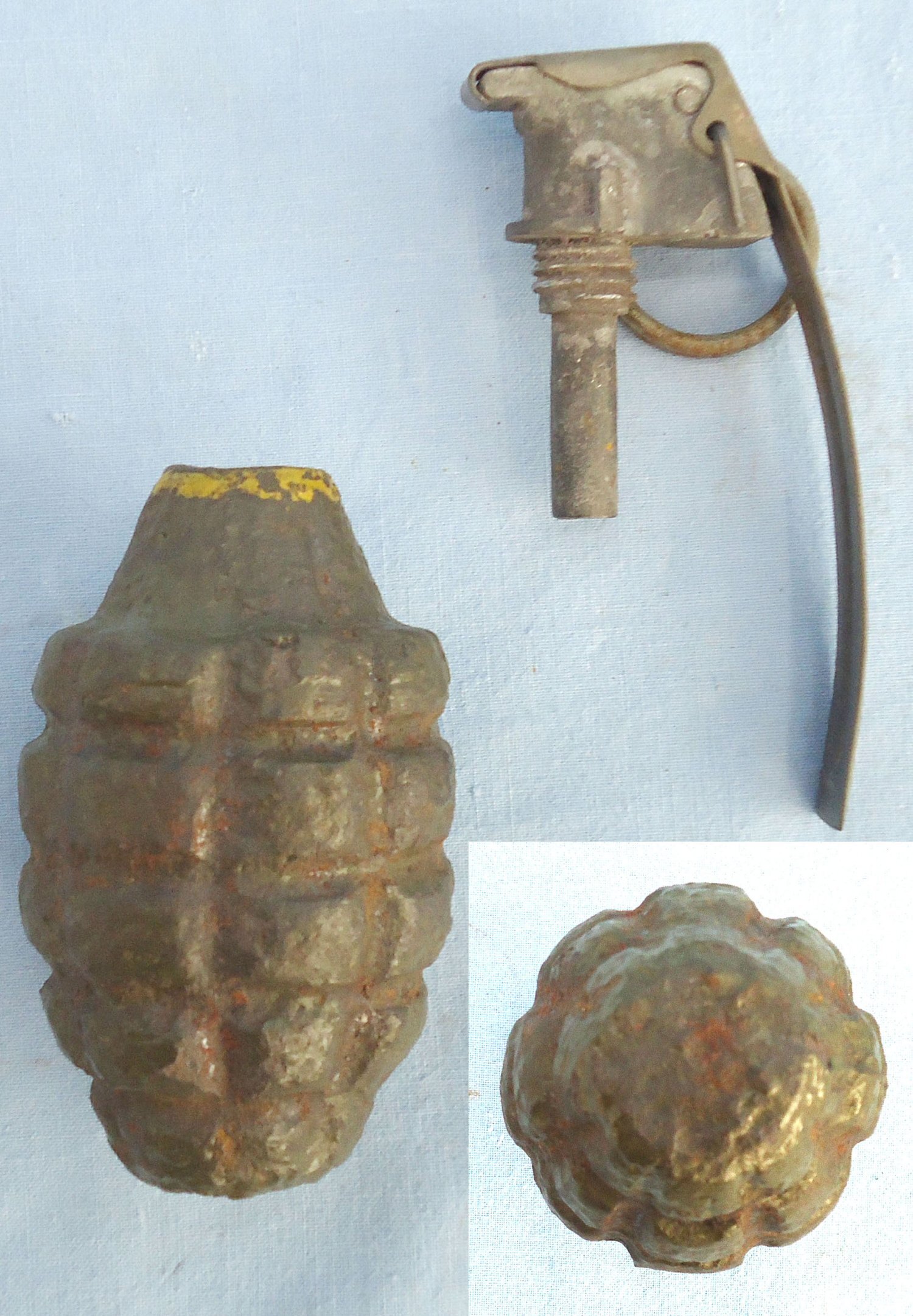 INERT DEACTIVATED. Original Early WW2 American Pineapple Mk 2 High Explosive Hand Grenade. - O 2108 INERT DEACTIVATED. Pineapple Mk 2 High Explosive Hand Grenade. - O 2108  Other Ammunition