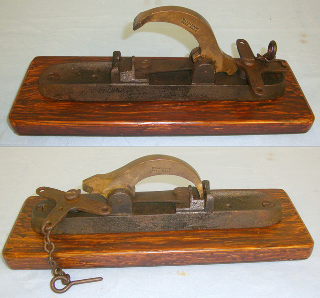  RARE**Victorian Era Wilkinson Pall Mall (London) Brass & Iron Black Powder Gamekeeper\'s Alarm Mine Mounted For Display On Wood Plinth. Sn 18916 None Cannon