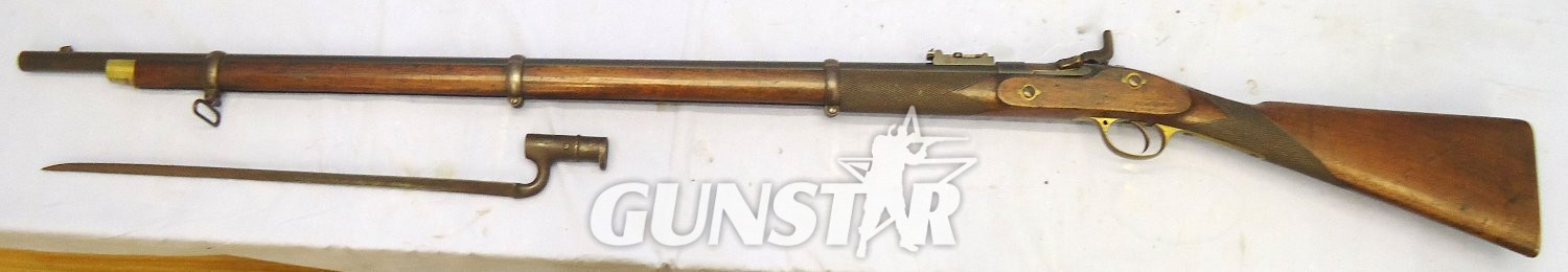 T. Turner & Sons MINT BORE. British Tower, 1859 Dated, Snider Conversion MK III .577 Obsolete Calibre, Pattern 1853, 3 Band Rifle by Thomas Turner, Birmingham, Pattern 1853 Bayonet & 1 Inert Deactivated Round. Sn - 22764 Single Shot .577 Snider Rifle - {CATEGORY}