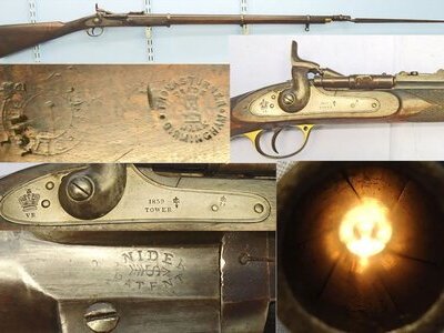 T. Turner & Sons MINT BORE. British Tower, 1859 Dated, Snider Conversion MK III .577 Obsolete Calibre, Pattern 1853, 3 Band Rifle by Thomas Turner, Birmingham, Pattern 1853 Bayonet & 1 Inert Deactivated Round. Sn - 22764 Single Shot .577 Snider Rifle