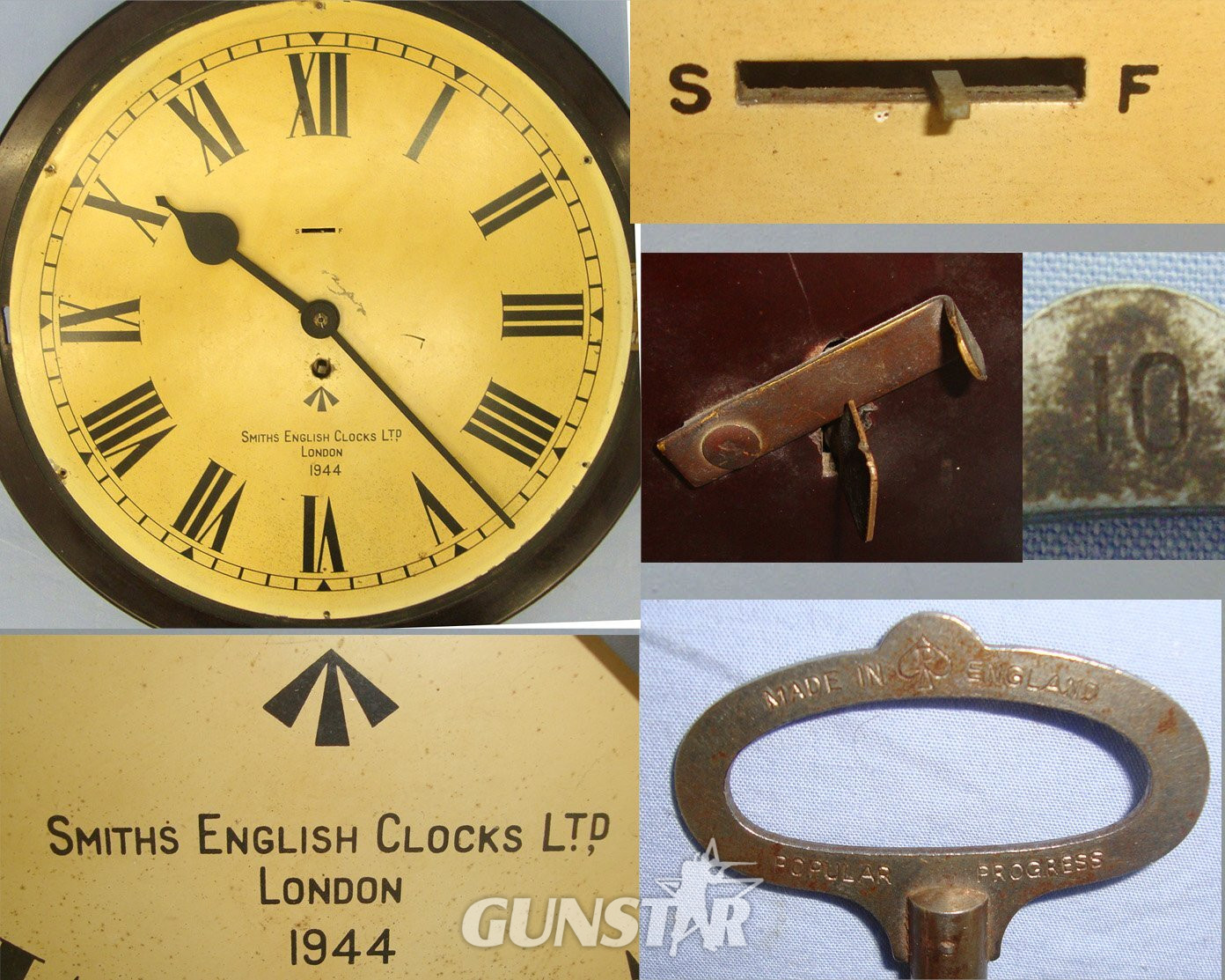 CHECKED & CLEANED**FULLY FUNCTIONING**WW2 1944 British WD Officer’s Mess Hall Smith’s Empire Astral Pallet Movement Large Wall Clock With No.10 Popular Progress Key. Sn 22942  Antique & Militaria