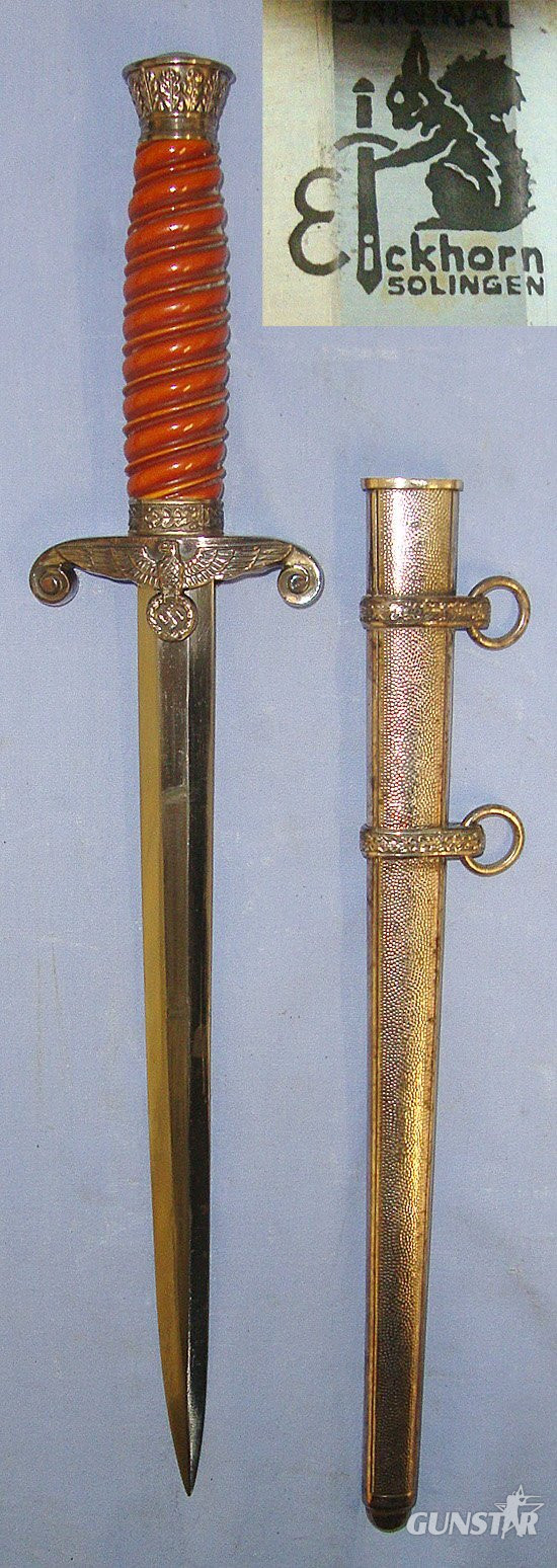 WW2 Era 1935 Pattern Nazi German Army Officer's Dagger By Eickhorn Solingen And Scabbard. Sn 23106 Knive in 