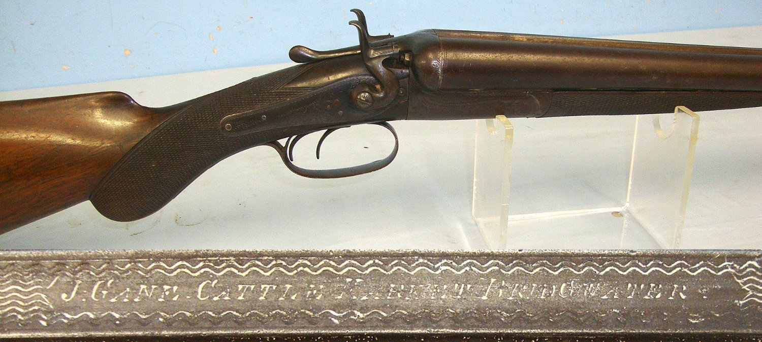 C1900 English J. Gane of Cattle Market, Bridgwater, Somerset 12 Bore Double Barrel Side By Side Hammerless Box Lock Breech Loading Top Lever Break Action Sporting Shotgun**UK/EU 2026 DEACTIVATION CERTIFICATED**Sn 23643 deactivated shotgun Side By Side None