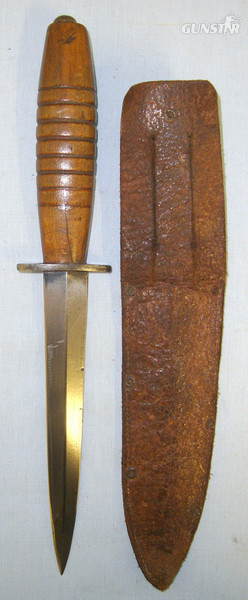  WW2 Wood Hilt Fairbairn- Sykes, FS Far East Commando Fighting Knife & Correct Scabbard Knive
