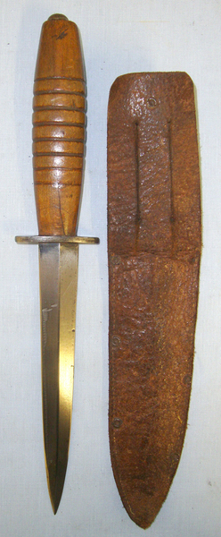  WW2 Wood Hilt Fairbairn- Sykes, FS Far East Commando Fighting Knife & Correct Scabbard Knive
