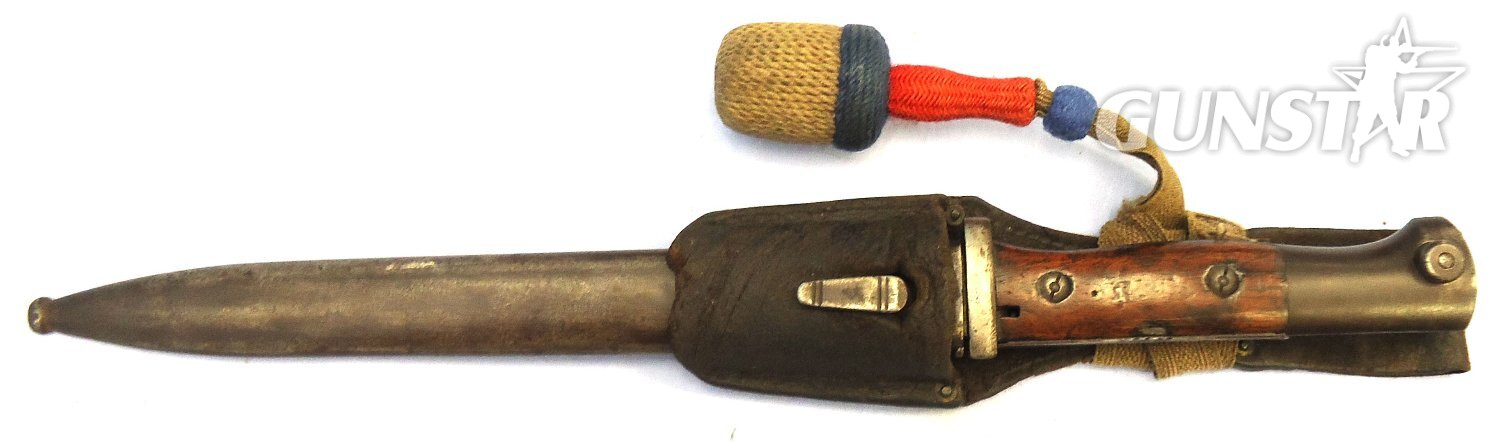 Imperial German. WW1. Model 1884/98 Sawback Bayonet Complete with Steel Scabbard, Leather Frog & Knot by Gebr. Heller with Erfurt Acceptance mark. Sn 23478:60 Bayonet 
