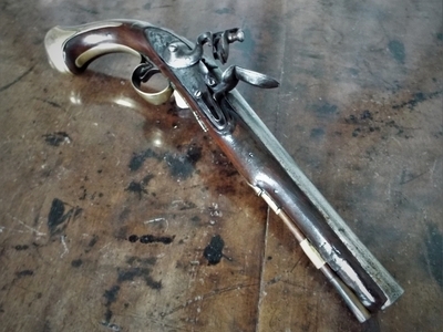 Flintlock livery pistol by Richards Livery pistol .6 Muzzleloader