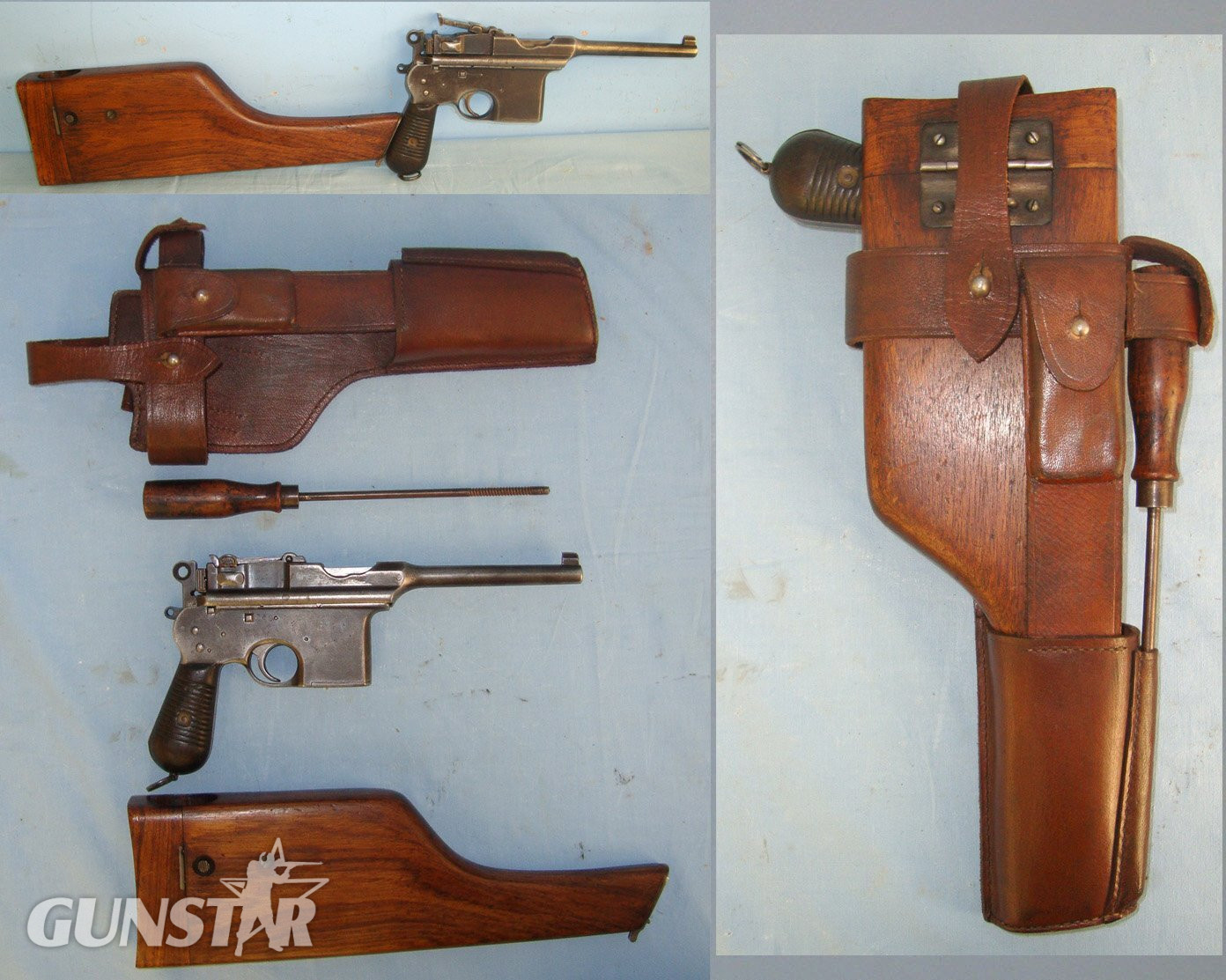 Mauser With WW1 1916 German Hoffman Berlin Holster / Shoulder Stock Combination Rig Ammo Pouch & Cleaning Rod. Sn 22552:2 None Semi Auto in 