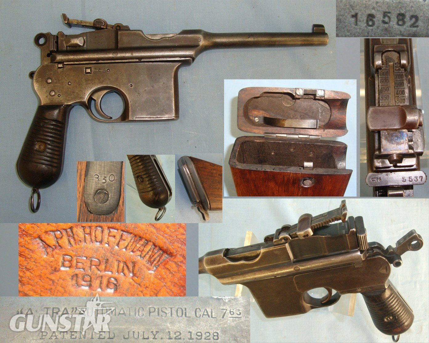 Mauser With WW1 1916 German Hoffman Berlin Holster / Shoulder Stock Combination Rig Ammo Pouch & Cleaning Rod. Sn 22552:2 None Semi Auto