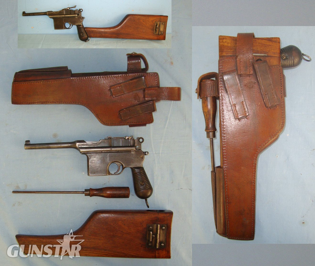  Mauser With WW1 1916 German Hoffman Berlin Holster / Shoulder Stock Combination Rig Ammo Pouch & Cleaning Rod. Sn 22552:2 None Semi Auto