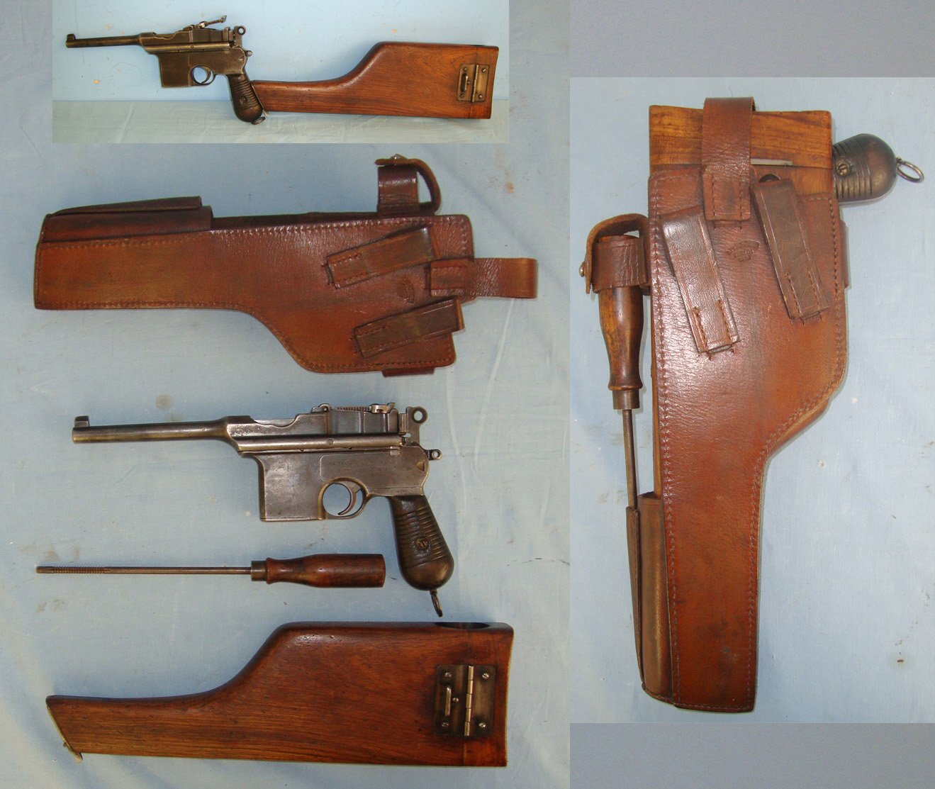 Mauser With WW1 1916 German Hoffman Berlin Holster / Shoulder Stock Combination Rig Ammo Pouch & Cleaning Rod. Sn 22552:2 None Semi Auto