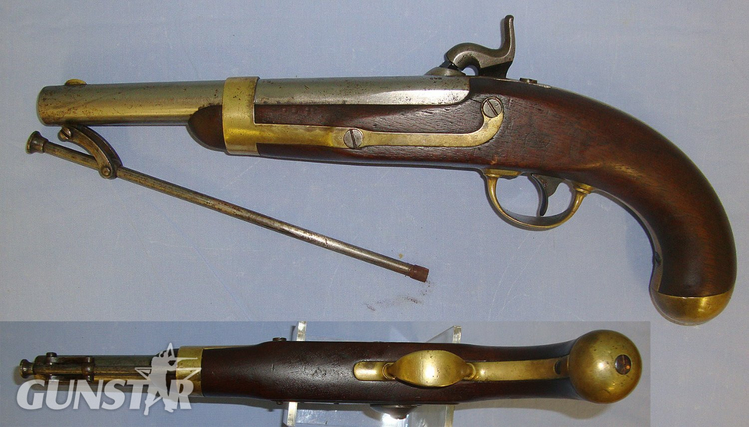  MINT BORE**1847 Dated American Mexican War & Civil War Era Henry Aston Middtn Connecticut U.S Army Model 1842 28 Bore Percussion ‘Horse Pistol’  With Captive Steel Ram Rod. Sn 23134 None Muzzleloader