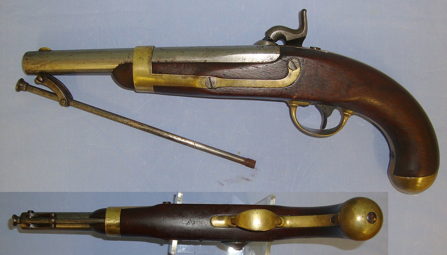  MINT BORE**1847 Dated American Mexican War & Civil War Era Henry Aston Middtn Connecticut U.S Army Model 1842 28 Bore Percussion ‘Horse Pistol’  With Captive Steel Ram Rod. Sn 23134 None Muzzleloader