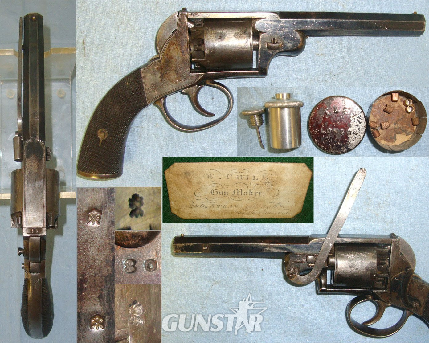Webley & Scott Octagonal Barrel & Accessories. Sn 22446 None Revolver
