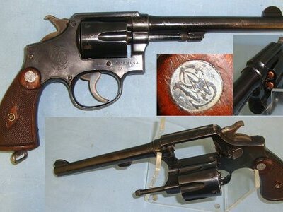 WW1 Era Smith & Wesson USA 1914 Patent Military & Police 6” Barrel Variant .38 S&W Calibre Revolver** COCKS & DRY FIRES**UK 2001 DEACTIVATION**Sn 23406 None Revolver