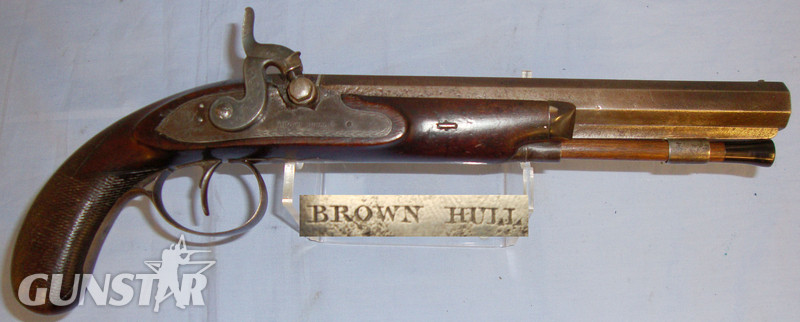 J. C. Brown English .60” Bore Percussion Pistol (Converted From Flintlock) By John Crosby Br None Muzzleloader