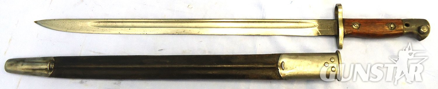 British, WW1, 1917 Dated, 1907 Pattern Bayonet & Scabbard by Vickers. Sn 23478:74 Bayonet - {CATEGORY}