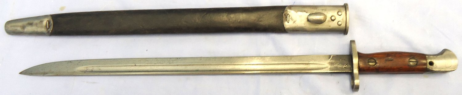 British, WW1, 1917 Dated, 1907 Pattern Bayonet & Scabbard by Vickers. Sn 23478:74 Bayonet - {CATEGORY} in 