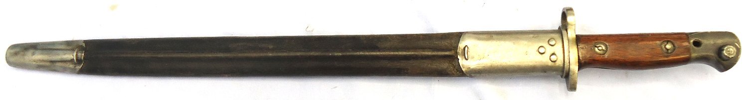 British, WW1, 1917 Dated, 1907 Pattern Bayonet & Scabbard by Vickers. Sn 23478:74 Bayonet 