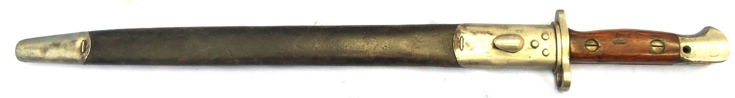 {CATEGORY} - British, WW1, 1917 Dated, 1907 Pattern Bayonet & Scabbard by Vickers. Sn 23478:74 Bayonet in 