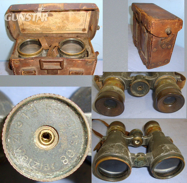 AS FOUND UN-MESSED WITH**Cased, WW1 Era Imperial German Army Officer’s, Fernglas ’08 (Model 1908), 6 X 39 Magnification, Binoculars By E. Leitz Wetzlar With Neck Strap  Sight & Optic
