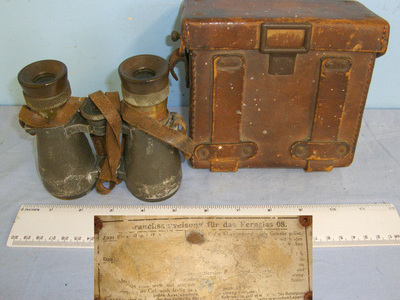 AS FOUND UN-MESSED WITH**Cased, WW1 Era Imperial German Army Officer’s, Fernglas ’08 (Model 1908), 6 X 39 Magnification, Binoculars By E. Leitz Wetzlar With Neck Strap  Sight & Optic