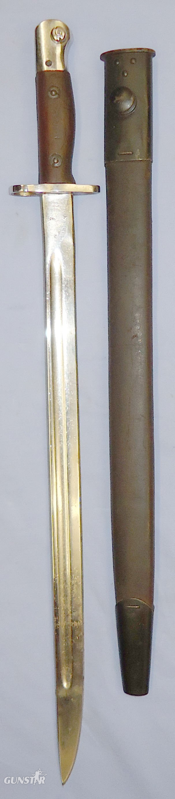 Australian M1907 Parade Bayonet and Scabbard with Regimental Numbers. 22256. Bayonet in 
