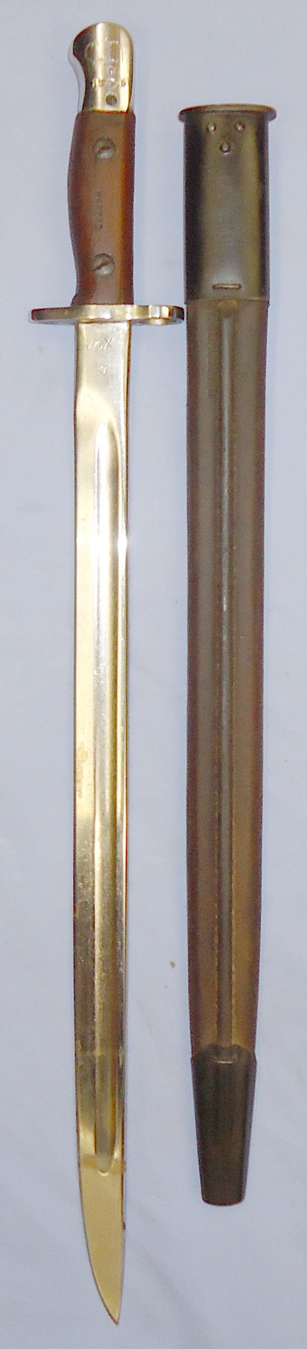  Australian M1907 Parade Bayonet and Scabbard with Regimental Numbers. 22256. Bayonet