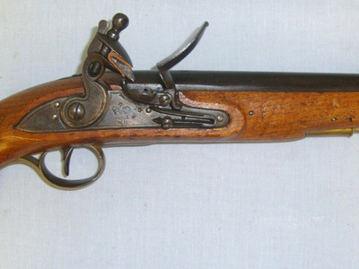 C1830 William IV British Board Of Ordnance Short Sea Service 577 Regulation Calibre Flintlock Pistol With Cudgel Butt Captive Ram Rod & Belt Bar .577 Muzzleloader