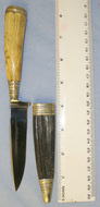 Inter World War German Hunter’s Skinning Knife With Bone Hilt ‘Rostfrei’ (Early Stainless Steel) Marked Blade, German Silver Fittings & Scabbard Hunting Knive