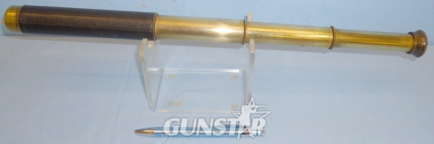 Post WWII Era Three-pull brass Pocket Telescope by J T Coppock Ltd London with a Pigskin Cover. OPT 853. Post WWII Era Three-pull brass Pocket Telescope by J T Coppock Ltd London with a Pigskin Cover. OPT 853.  Sight & Optic in 