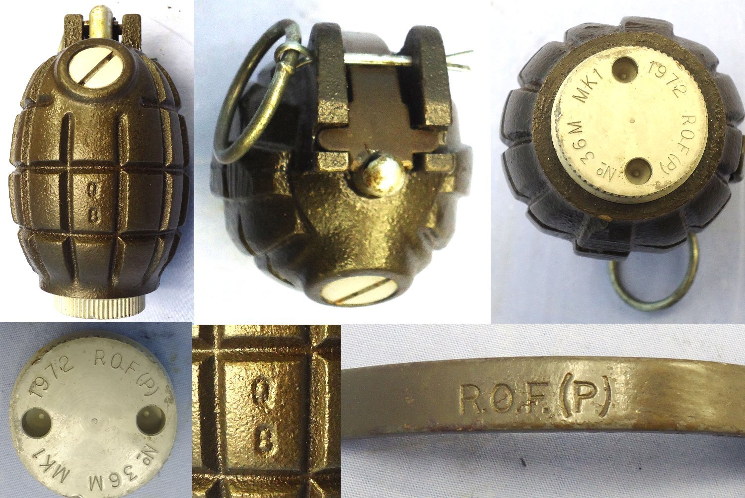  INERT DEACTIVATED. MINT. 1972 Dated Mills No 36M MK1, Last Contract Production for Commonwealth Forces Hand Grenade Made at ROF P (Royal Ordnance Factory) Patricroft. O 2426 INERT DEACTIVATED. MINT. 1972 Dated Mills No 36M MK1, Last Contract Production for Commonwealth Forces Hand Grenade Made at ROF P (Royal Ordnance Factory) Patricroft. O 2426 Various Other Ammunition