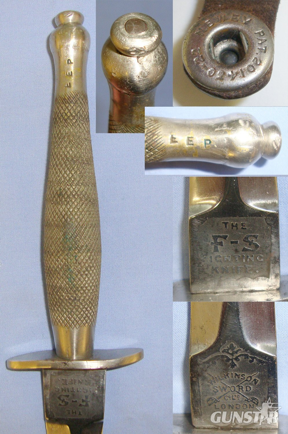 VERY RARE** WW2 1st Pattern, Wilkinson, Fairbairn- Sykes FS Commando Fighting Knife With Double Etched Panels, Hilt With Period Applied Initials ‘EEP’ & 1st Pattern Scabbard. ED 897 Knive