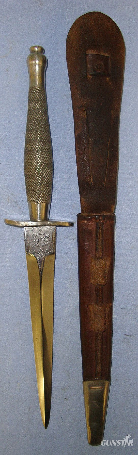  VERY RARE** WW2 1st Pattern, Wilkinson, Fairbairn- Sykes FS Commando Fighting Knife With Double Etched Panels, Hilt With Period Applied Initials ‘EEP’ & 1st Pattern Scabbard. ED 897 Knive
