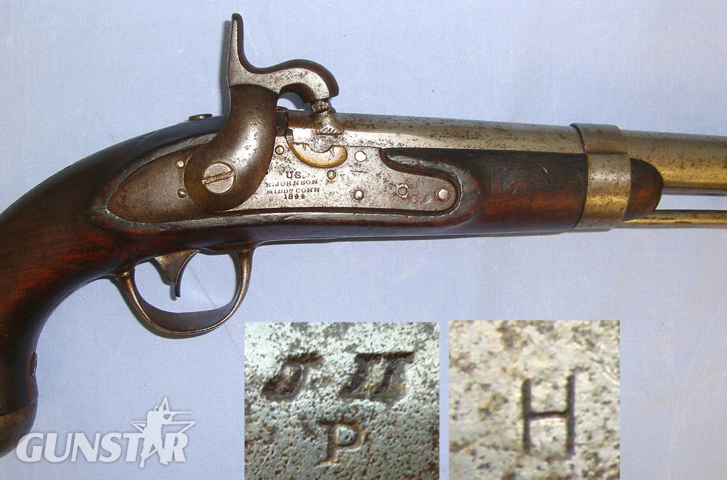 RARE**1844 Dated American Mexican War & Civil War Era Robert Johnson Connecticut U.S Army Model 1836 28 Bore Percussion Pistol Period Converted From Flintlock  With Captive Iron Ram Rod. Sn 23135 None Muzzleloader