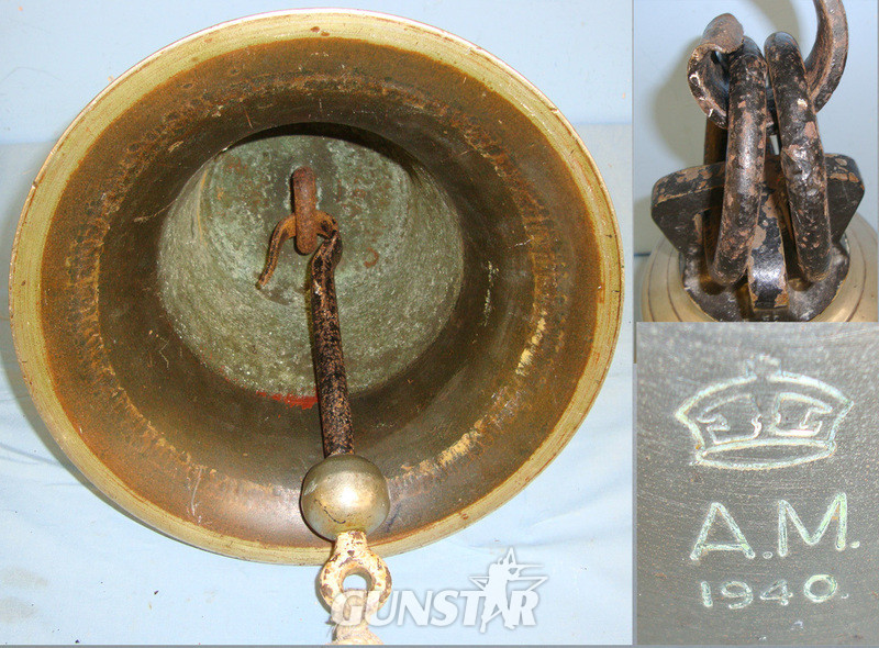 WW2 Battle Of Britain Era 1940 Dated Air Ministry RAF Airfield Scramble Bell With Iron Hanger Bracket  Other Accessory