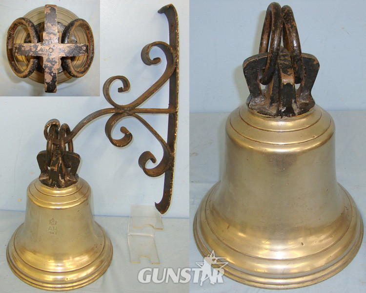  WW2 Battle Of Britain Era 1940 Dated Air Ministry RAF Airfield Scramble Bell With Iron Hanger Bracket  Other Accessory
