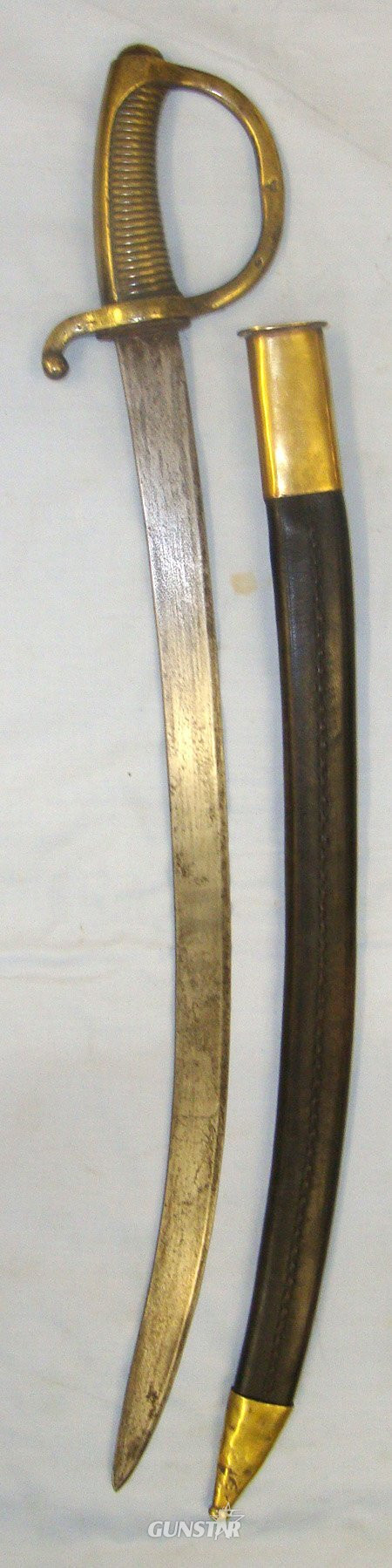 1837 French Brass Handled Infantry Briquet Short Sword Sidearm Hanger & Rare To Find Scabbard. Sn 21614 Sword
