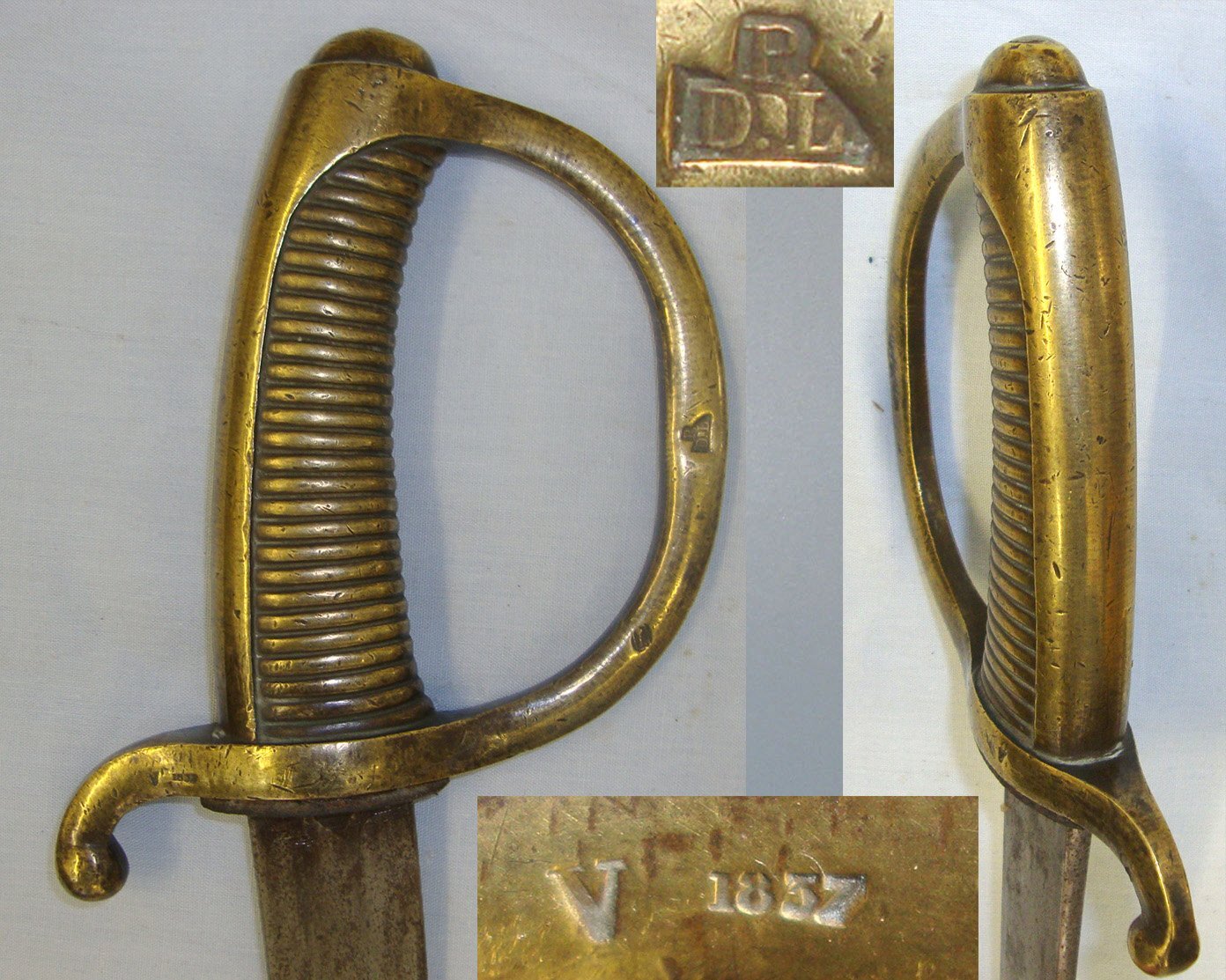 1837 French Brass Handled Infantry Briquet Short Sword Sidearm Hanger & Rare To Find Scabbard. Sn 21614 Sword