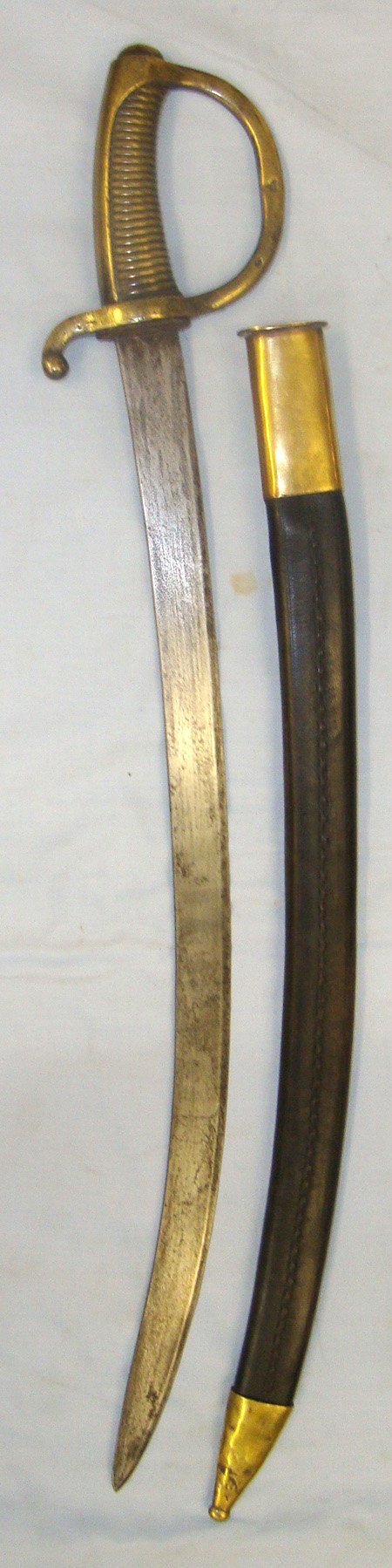  1837 French Brass Handled Infantry Briquet Short Sword Sidearm Hanger & Rare To Find Scabbard. Sn 21614 Sword