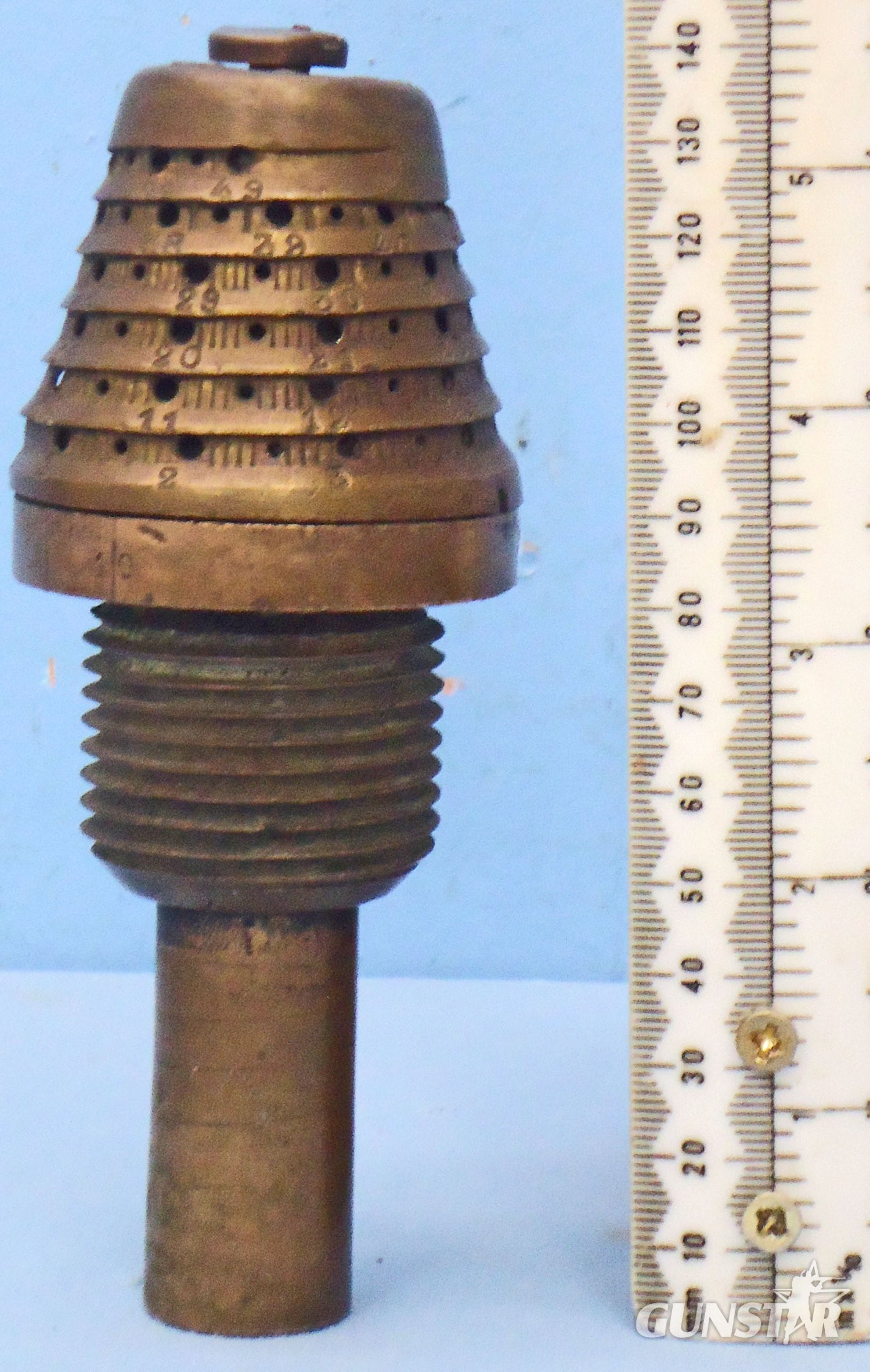 DEACTIVATED INERT. French, WW1, Model 40-55 Mle 1880 Time & Percussion Nose Fuze for the 155 and 105mm Guns. - O 2175 DEACTIVATED INERT. French, WW1, Model 40-55 Mle 1880 Time & Percussion Nose Fuze for the 155 and 105mm Guns. - O 2175  Other Ammunition in 