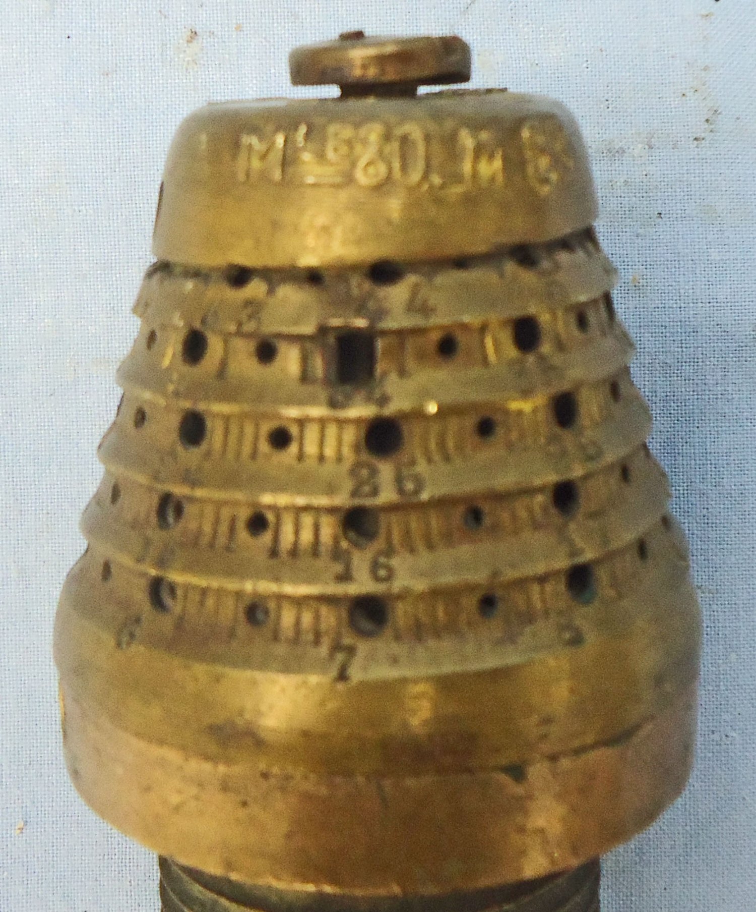 DEACTIVATED INERT. French, WW1, Model 40-55 Mle 1880 Time & Percussion Nose Fuze for the 155 and 105mm Guns. - O 2175 DEACTIVATED INERT. French, WW1, Model 40-55 Mle 1880 Time & Percussion Nose Fuze for the 155 and 105mm Guns. - O 2175  Other Ammunition - {CATEGORY}