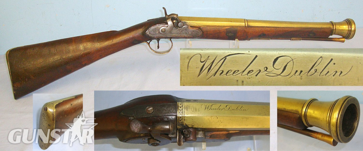 C1790 Wheeler Dublin City Registered (DC-572) Brass Barrelled Muzzle Loading Flintlock C1843 Converted To Percussion Blunderbuss. Sn 23484:65 blunderbuss Muzzleloader Various in 