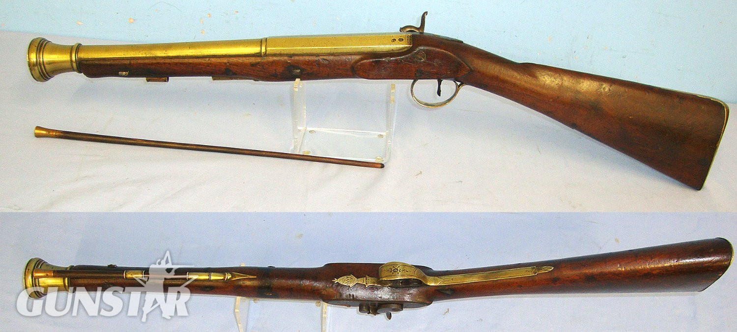  C1790 Wheeler Dublin City Registered (DC-572) Brass Barrelled Muzzle Loading Flintlock C1843 Converted To Percussion Blunderbuss. Sn 23484:65 blunderbuss Muzzleloader Various