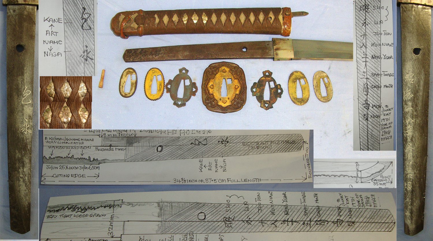WW2 MARCH 1944 LUCKY DAY**Japanese Army Officer’s Type 98 Gunto Gendaito Traditionally Hand Forged Katana Sword With Smith Signed & Dated Tang ‘KANE NAGA’ Scabbard & Expert Assessment Sword