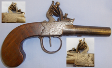 L. R. Evans C1840 Flintlock Pocket Pistol By L.R. Evans Of London. Sn 6210. None Single Shot