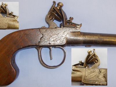 L. R. Evans C1840 Flintlock Pocket Pistol By L.R. Evans Of London. Sn 6210. None Single Shot