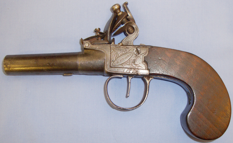 L. R. Evans C1840 Flintlock Pocket Pistol By L.R. Evans Of London. Sn 6210. None Single Shot