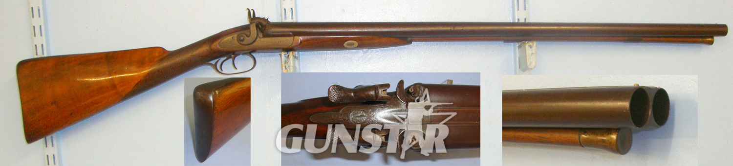 1854-1869 English Irwin Wallas Of Wigton & Carlisle (Cumberland) Double Barrelled 12 Bore Muzzle Loading Percussion Shotgun. Sn 21010 Muzzleloader 12 Bore/gauge in 